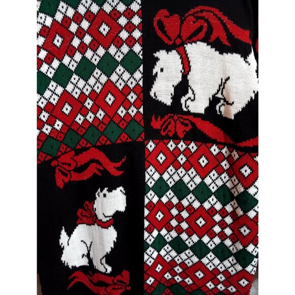 Scottie Dog Christmas Sweater Sz L sparkly "Holiday Time" brand Ugly? Beautiful! - Picture 1 of 3
